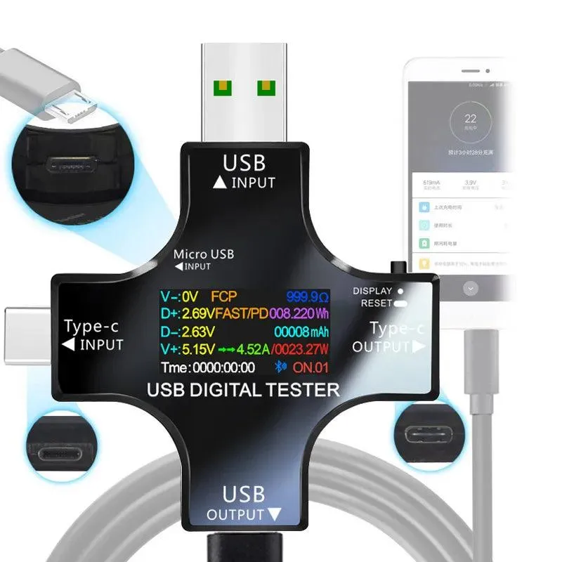 USB Type-C Digital Voltmeter Ammeter Power Bank Charger Tester