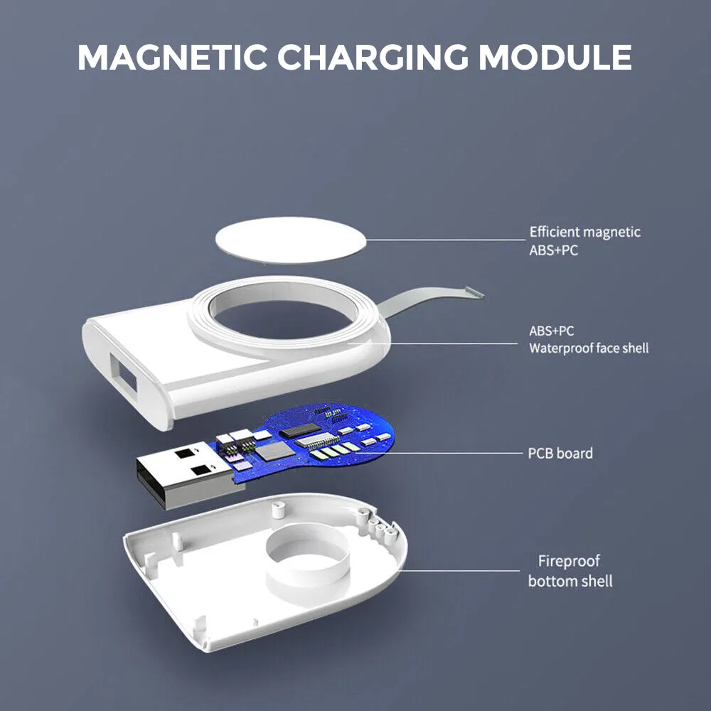 USB Watch Charger | Apple Watch 49mm 45mm 44mm 41mm 40mm Magnetic Wireless Portable USB Fast Charger | White