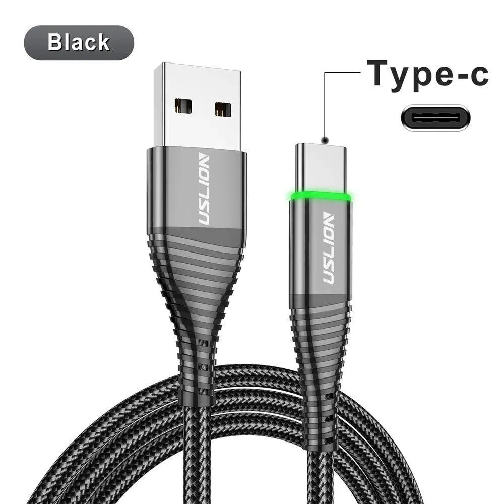 USLION LED Type C Cable: Enhanced Durability & RGB Indicator