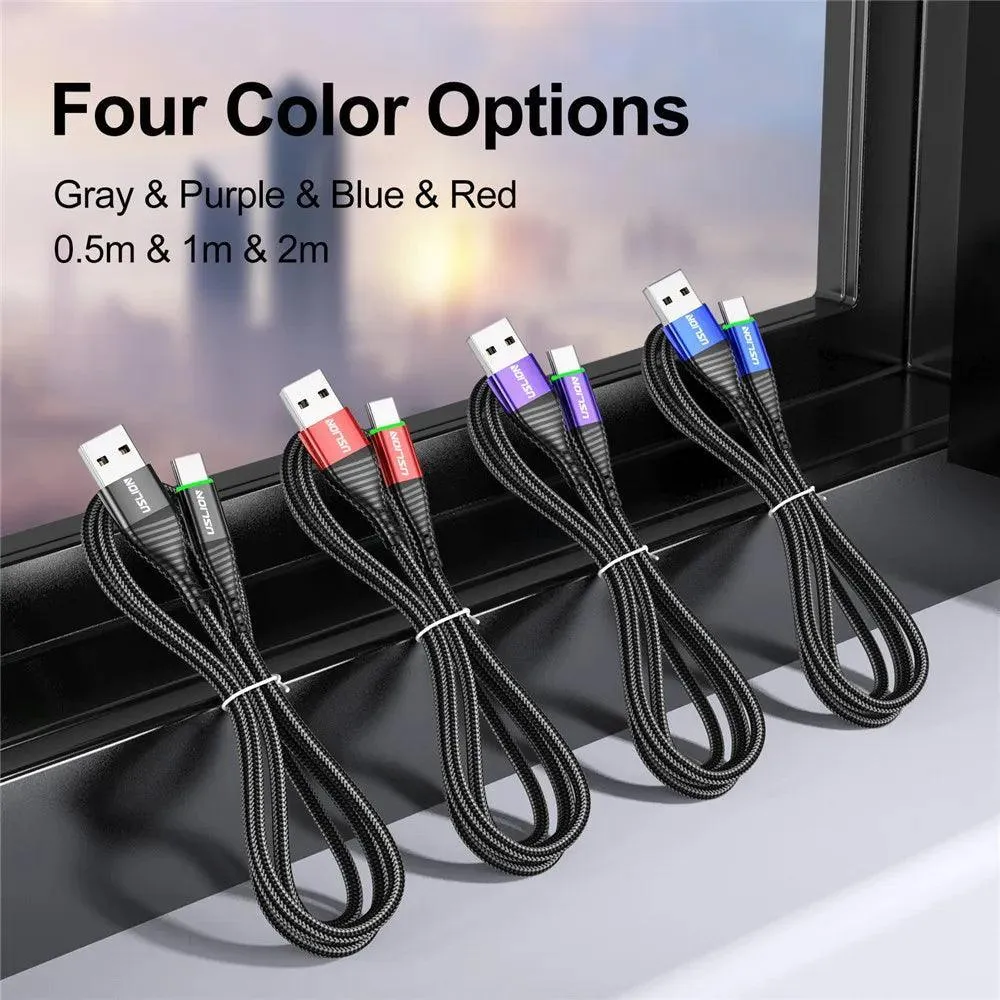 USLION LED Type C Cable: Enhanced Durability & RGB Indicator