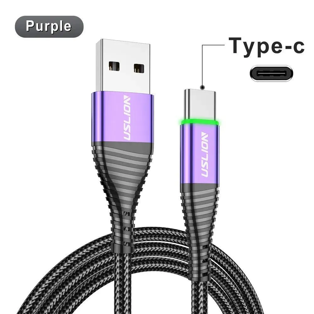 USLION LED Type C Cable: Enhanced Durability & RGB Indicator