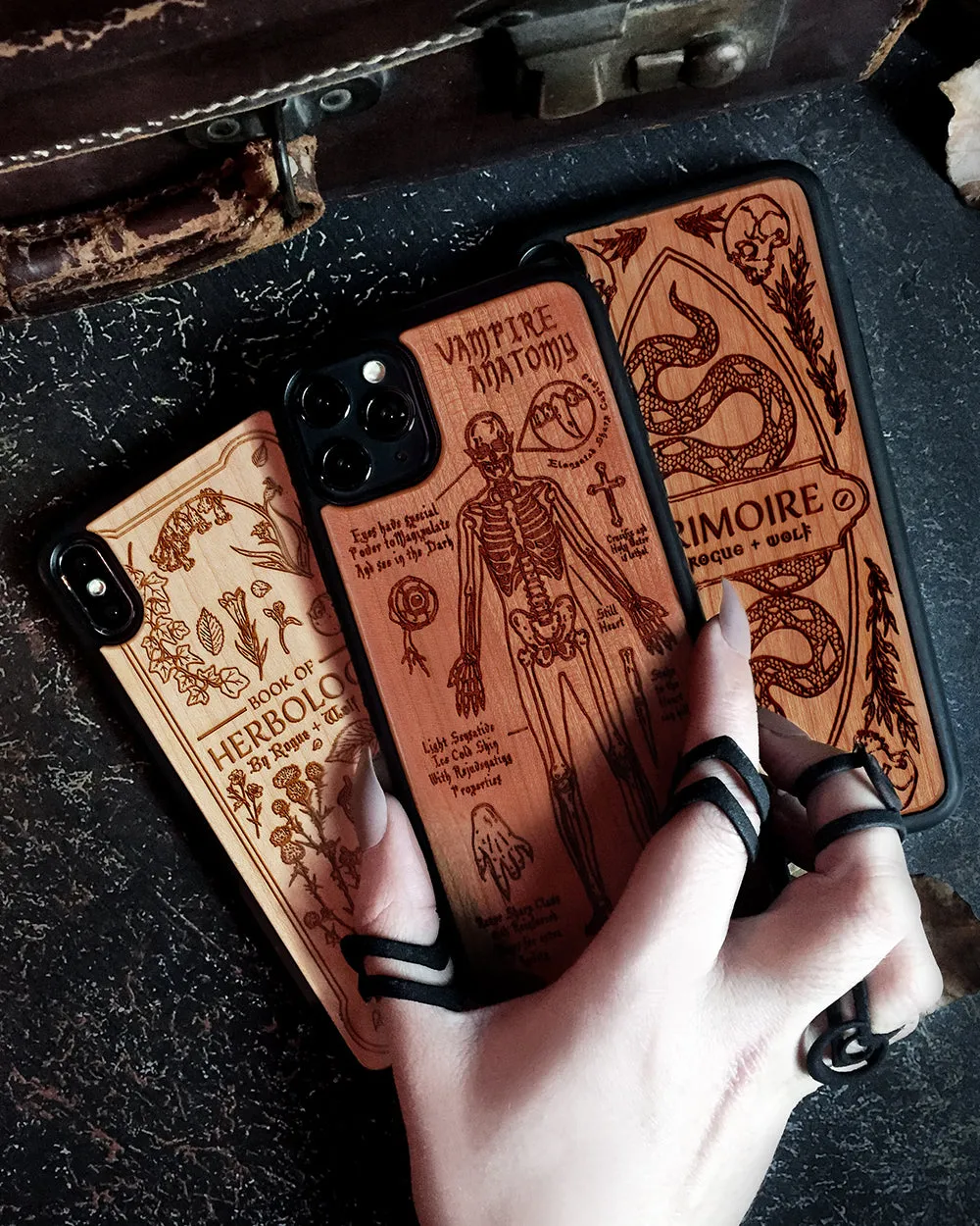 Vampire Anatomy - Engraved Cherry Wood Phone Case