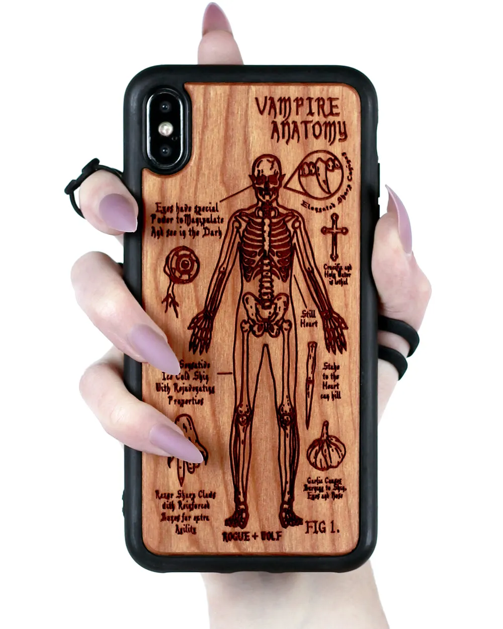 Vampire Anatomy - Engraved Cherry Wood Phone Case