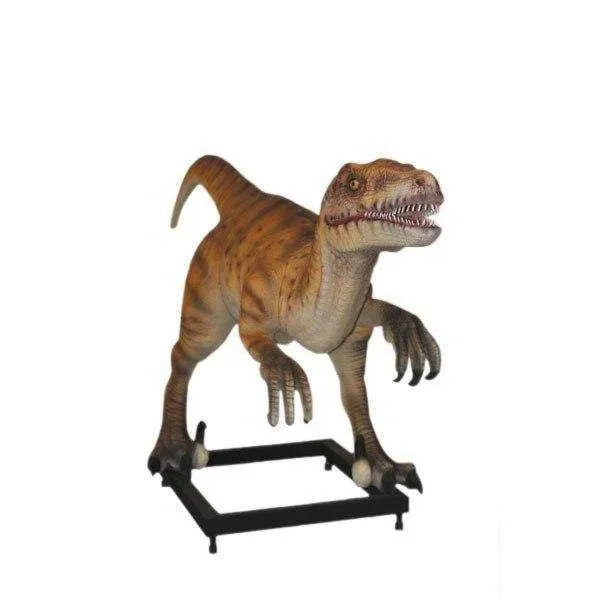 Velociraptor Dinosaur On Base Life Size Statue