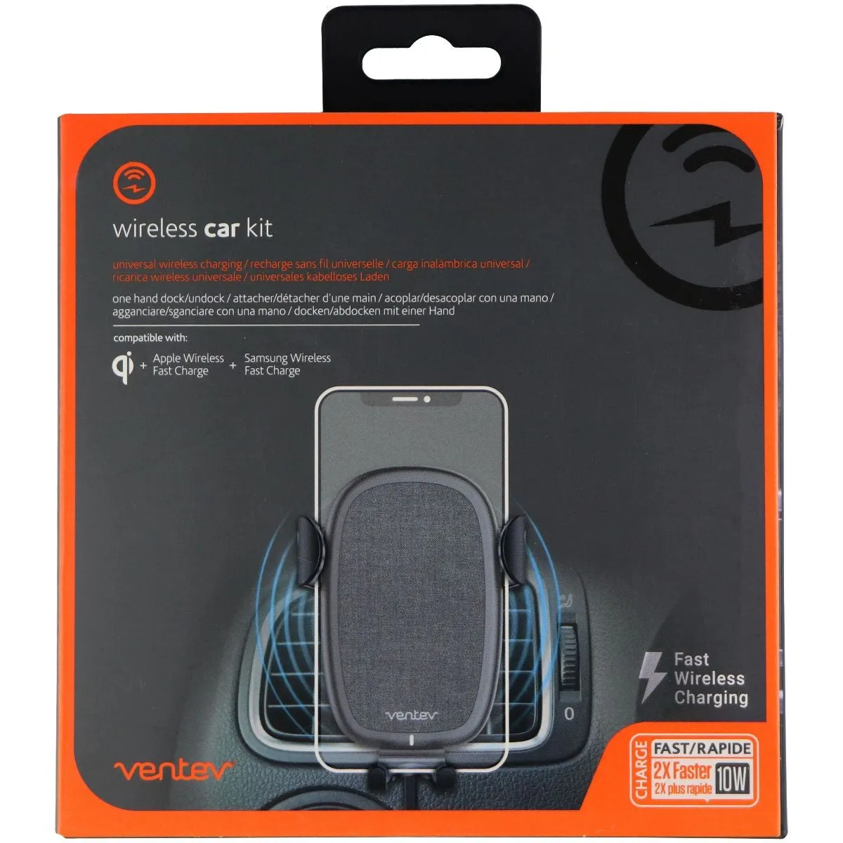 Ventev Car Mount Vent Clip with 10W Wireless Charging for Smartphones