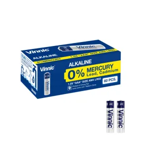 Vinnic Alkaline Battery AAA AM4 / LR03 (1.5V) - 60 Counts