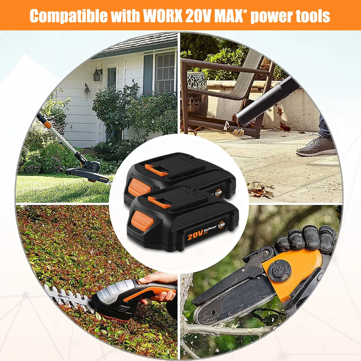 WA3575 20V 4.0Ah Compact Battery for WORX 20V Battery 2.0Ah 3.0Ah 1.5Ah WG630 WG322 WG543 WG163 WA3520 WA3525 WA3575 20V Lithium ion Battery