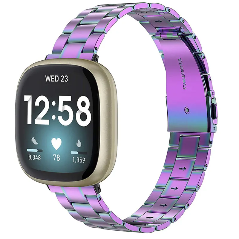 Wearlizer Fitbit Versa 3 Bands/Fitbit Sense Bands for Women Men,Stainless Steel Ultra-Thin Lightweight