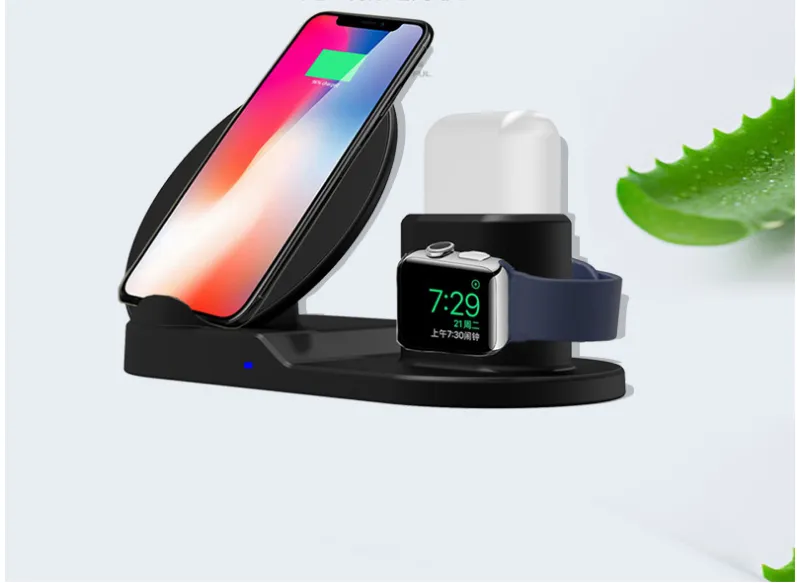 Wireless Charger 3 in 1 Charging Stand Qi Fast Wireless Charging Station Compatible