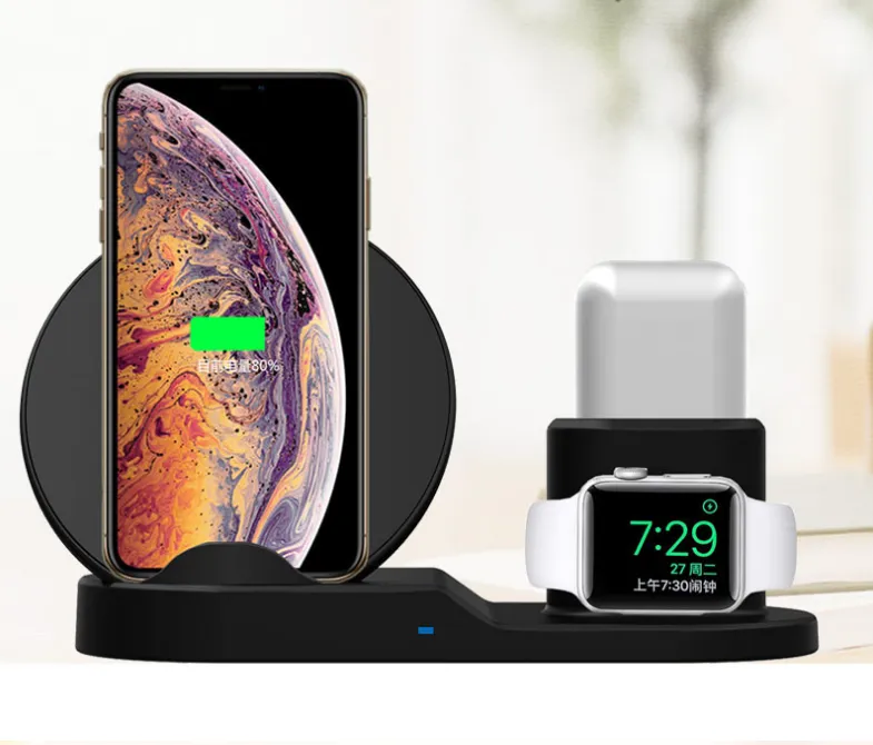 Wireless Charger 3 in 1 Charging Stand Qi Fast Wireless Charging Station Compatible