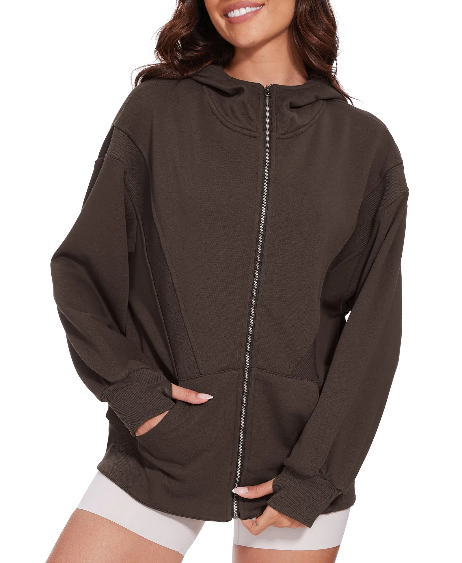 Womens Zip Up Hoodies Oversized Long Sleeve Sweatshirt Fall Y2K Hoodie Jacket with Pockets