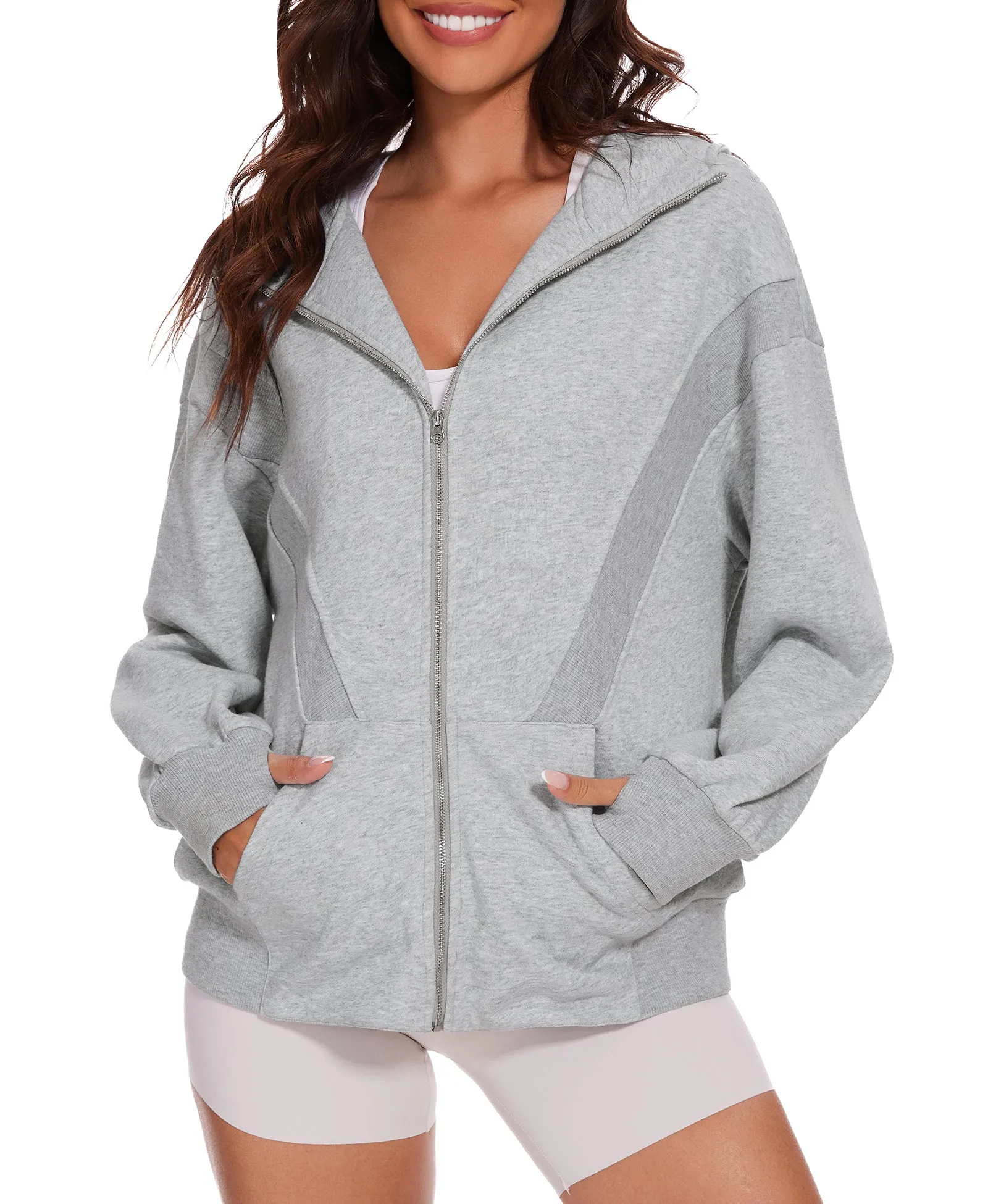 Womens Zip Up Hoodies Oversized Long Sleeve Sweatshirt Fall Y2K Hoodie Jacket with Pockets