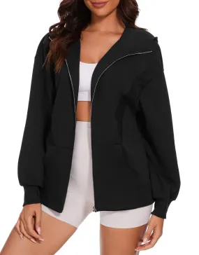 Womens Zip Up Hoodies Oversized Long Sleeve Sweatshirt Fall Y2K Hoodie Jacket with Pockets